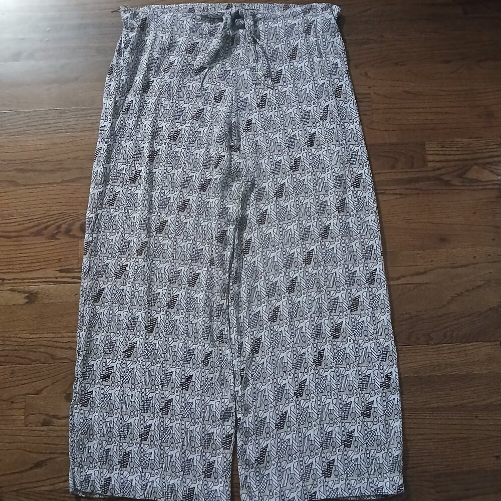 VINTAGE FLAX BRAND CRINKLE RAYON Thinking Tropics Neutral Dodo L Runs Big